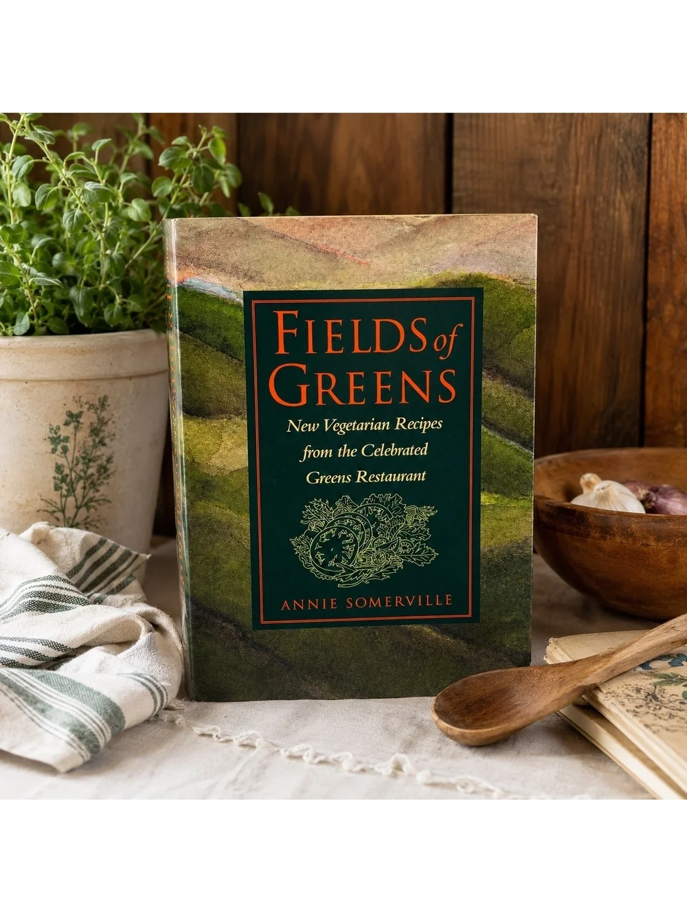 Fields of Greens Cookbook Annie Somerville 1993 Vegetarian Recipes Hardcover